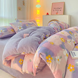 New high-weight, fresh and light milk fleece printed quilt cover Thickened warm Duvet cover