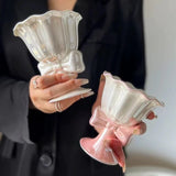 1Pc Footed Ceramic Dessert Bowl 180ml, Small Ice Cream Yogurt Cereal Fruit Salad Pudding Bowl for Home Kitchen, Gift Box