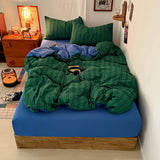 Retro Forest Bedding Set Green Striped Duvet Cover Set Soft Flat Sheet Single Twin Size Double Bed Sheet Set For Bedroom