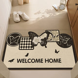 Green Door Mat Irregular Butterfly Shaped Door Mat and Carpet Front Door Mat Outside Entrance, Spring Welcome Entryway Doormat