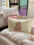 Cute Bear Pure Cotton Bedding Set Cartoon Design Dormi Tee-Piece eet Cover Comforter Cover Cute Girl Bedroom Supplies