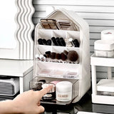 Slanted Makeup Brush Storage Rack Organizer Multiple Grids Large Capacity Table Cosmetics Rack with Drawer Lipstick Storage Box