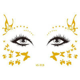 Glitter Stickers Face Tattoo Flash Gold Temporary Metalic Tattoos Waterproof Makeup Decals for Girls Party Music Festival