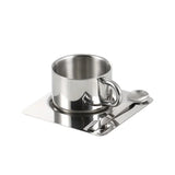 Minimalist Nordic Mug 3pcs Set 304 Stainless Steel Coffee Mug Heat Resistant Milk Cup with Saucer Spoon Placemat Tableware Set