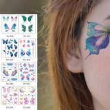 Shiny Butterfly Tattoo Stickers Temporary & Waterproof Removable Winged Animals Pattern Tattoos Insect Flase Tattoo for Party
