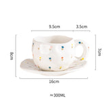 Creative Ceramic mug Hand-painted Flower Clouds Coffee Cup with Saucer Irregular Handmade Cup Breakfast Milk Tea Cups Gift Set