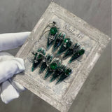 10Pcs High Quality Handmade Press on Nails Heavy Industry Diamond Decoration Luxury Dark and niche style Spicy Girl Nail Diamond