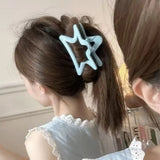 Sweet Five-pointed Star Bow Hair Clip Acrylic Jelly Color Shark Clip Pan Hair Grab Clip for Women Hair Accessories