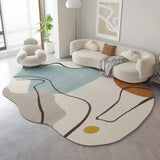 Cream Style Irregular Home Living Room Decorative Carpet Simple Color Block Line Bedroom Large Area Carpet Easy Care Balcony Rug