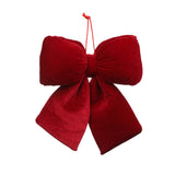 Christmas Bow Decoration Velvet Red Bow Knot Baubles Hanging Ornaments DIY Xmas Trees Pendant For Holiday Home Party Decorations