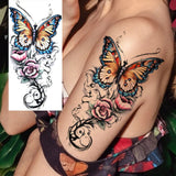 1 Sheet Beautiful Butterfly Flowers Temporary Tattoos For Women Girls Waterproof Fake Tattoos Floral Animals Temp Tatoo Stickers