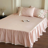 French Vintage Lace Ruffles Pure Cotton Princess Bedding Set Duvet Cover Bed Skirt Bedspread Pillowcases Queen King Size 4Pcs
