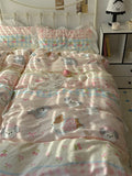 Romantic Floral Dog Cotton Bedding Set Lovely Cartoon Pure Cotton Four-Piece Suite Lace Design Cotton Duvet Cover eet Pillo...