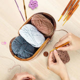 Yarn Bowl for Knitting Wooden Lidded Thread Storage Bowl Double Curling Thread Holder for Quilting Knitting Weaving Crocheting
