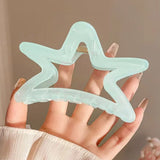 Sweet Five-pointed Star Bow Hair Clip Acrylic Jelly Color Shark Clip Pan Hair Grab Clip for Women Hair Accessories