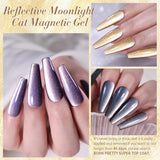 Gold Reflective Moonlight Gel Nail Polish Cat Magnetic Aurora Spar Glitter Semi-Permanant Varnish Nail Art Magnetic