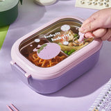 Stainless Steel Divided Lunch Box Cartoon Kids Bento Box Portable Insulated Food Container for School and Office
