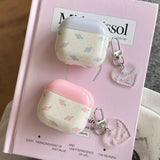 Pink Purple Blue Rose Flower Soft Headphone Protection Cover Case For Apple AirPods 1 2 3 4 Pro 2 Cases Coque Cute Love Pendant