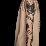 Magic Tattoo Splicing Pattern with Large Flower Arm Eagle Waterproof Temporary Tattoo Sticker Lasts To 15 Days Eagle Tattoo