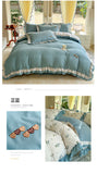 Korean Style Bedding Sets Four Piece Set With Lace Bed Flat Sheet Pillowcase Duvet Cover Set 200x230cm King Size Home Textiles
