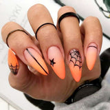 24pcs Halloween False Nails Detachable Almond Fake Nail Full Cover Press on Nail Tips DIY Wearable Manicure Artificial Nails