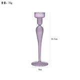 European Style Hand Blown Lilac Glass Candle Holder High Quality Decorative Wedding Table Centerpiece Party Decor Candlestick