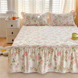 1PC 100%Cotton Bed Skirt Queen/King Size Floral Printed Bed Sheet with Ruffles falda de cama Full Size Bed Skirt for Single Bed