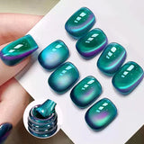 10ml Imperial Green Cat Magnetic Gel Nail Polish Spring Summer Sparkling Glass Bead Soak Off Christmas Decoration