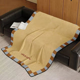 Retro Color Blocking Winter Lamb Fleece Blankets Wide Flannel Bedroom Sofa Soft Breathable Warm Cover Sofa Blanket for Bed Gifts