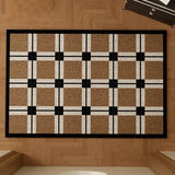 Heavy Duty Wire Loop Doormat Minimalist Plaid Entrance Rug Anti-Slip Dust Trapping Floor Mat for Home, Entryway, and Hallway