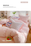 Korea Style Bedding Set Purple Heart Washed Cotton Soft Duvet Cover Skin-friendly Quilt Cover Bed Sheet Pillowcase Home Textiles