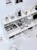 INS Stationery Desk Organizer Stackable Desktop Storage Box Clear Plastic Office Supplies Jewelry Storage Case for Books Sundry