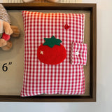 Cute Tomato Cloth Cover A6 Notebook Handcrafted Daily Schedule Book Portable Student Journal Writing Handbook with Inner