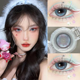2PCS Red Anime Cosplay Color Contact Lenses With Degree 0~-8.00 Myopic Party Purple Cute Eye Lenses Pupils Makeup Lens