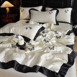 White Butterfly Quilts Air Conditioning Blanket Summer Quilt Silky High Quality Skin-Friendly Bedding with Embroidery 200*230cm
