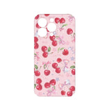 Ins Pink Full Screen Cherry Cute Cartoon Phone Case for IPhone 16 15 14 13 Pro Max Back Phone Cover for 12 Mini 11 ProMax X Capa
