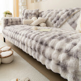 Thicken Imitation Rabbit Fur Plush Sofa Slipcover Non-slip  Soft Sofa Towel Couch Cushion For Living Room Modern Home Decor
