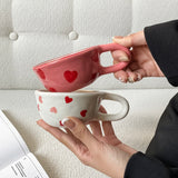 1Pc Love Ceramic Pair Cup, Creative Hand-Painted Ceramic Love Mug, Suitable for Home Decoration, Home Drinking Water, Couple Date, Candlelight Dinner, Latte Latte Cup, Valentine's Day Holiday Gift, Gift