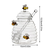 Honey Jars with Dipper 400ML Glass Honey Storage Transparent Food-grade Container with Dipper and Lid for Wedding Favors Baking