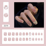 24P New Nail Art Full Cover Artificial Fake Nails Ballerina Press on Nail Set  Tender Powder False Nails Seamless Removable Nail