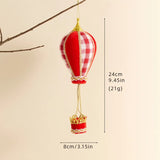 New Christmas Decorations Red and White Walking Stick Plaid Christmas Balloon Hot Air Balloon Hanging Christmas Tree Decoration