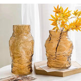 Glass Vase Irregular Lines of Folds Floral Arrangement Accessories Hydroponics Terrarium Home Decoration