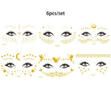 Glitter Stickers Face Tattoo Flash Gold Temporary Metalic Tattoos Waterproof Makeup Decals for Girls Party Music Festival