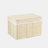 Rattan-Weave Home Storage Box Covered Living Room Miscellaneous Items Storage Basket Japanese Simple Style Paper Material