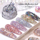 Reflective Glitter Gel Nail Polish Sliver Champagne Sparkling Sequin Semi-permanent Varnishes Soak Off Nail Art Deco