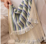 Rainbow Color 3D Striped Cotton Towel Super Soft Combed Cotton Towel Fresh Skin-friendly Face Towel Sbsorbent Bath Towels