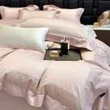 600TC Egyptian Cotton Luxury Embroidery Hotel Style Bedding Set Queen King Size Duvet Cover Flat/Fitted Bed Sheet Pillowcases