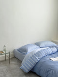 Modern Copenhagen Stripe Bedding Set Pure Cotton Gown Satin Six-Piece Quartet Full Cotton Quilt Cover Bed eet