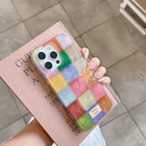 Retro Autumn And Winter Colorful Square Foil Pattern Phone Case For iPhone 17 16 15 14 13 12 11 Pro Max XS XR 7 8 Plus 16e Cover