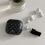 Korea Cute Black Polka Dots Soft Cover Case For Apple AirPdos 1 2 3 4 Pro 2 Earphone Protection Cases Cartoon Lovely Cat Pendant